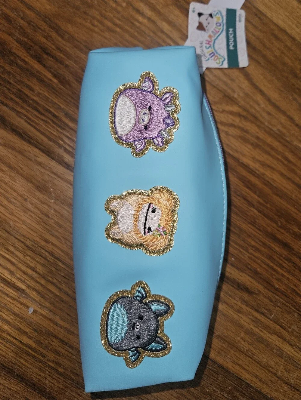 NWT Squishmallows Zip Pouch with 3 Squish Character Patches Pencil Case Pouch